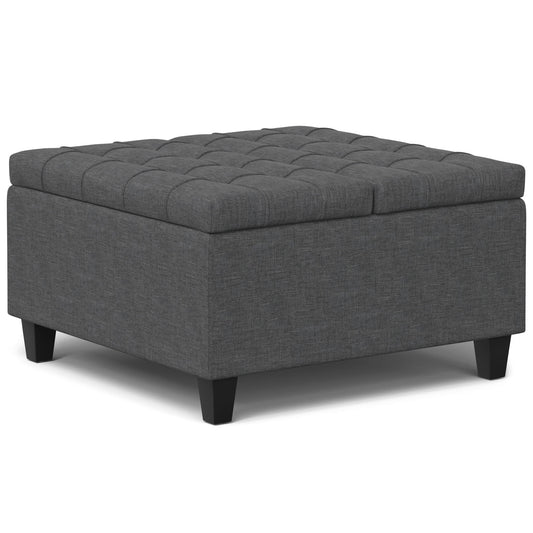 Harrison - Small Square Coffee Table Storage Ottoman - Gray