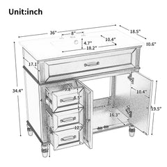 Bathroom Vanity With Sink, 2 Doors 2 Drawers - Black