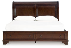 Trellington - King Sleigh Storage Bed - Brown
