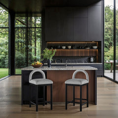 Conrad - Linen Counter Stool With Black Legs