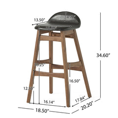 Contemporary Bar Stool With Stylish Seat And Small Backrest