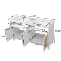 Bathroom Vanity With Double Sink, Large Storage Space - White