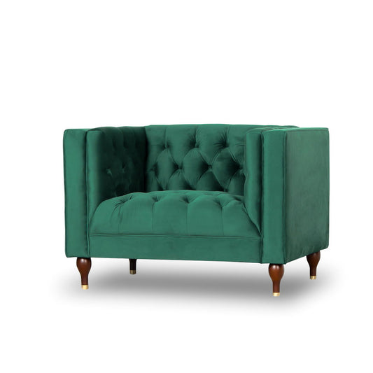 Evelyn - Mid-Century Modern Tufted Back Lounge Chair - Green