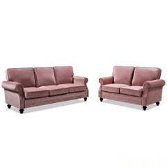 3 Seater Sofa With Nailhead Trim And Turned Legs For Living Room