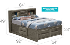 Modern Design Storage Bed With Bookcase Headboard