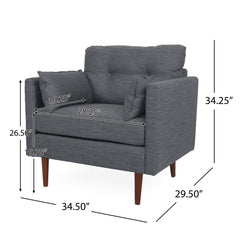 Enchantica - Upholstered Fabric Club Chair With Button Tufted And 2 Accent Pillows