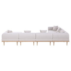 Laguna - 7 Piece Resilient Water Resistant Fabric 142" Upholstered Outdoor Patio Modular Sectional
