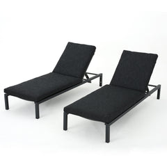 Navan - Modern Chaise Lounge Set With Water Resistant Cushions - Dark Gray