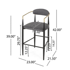 Upholstered Bar Stools With Backs For Kitchen Island (Set of 2)