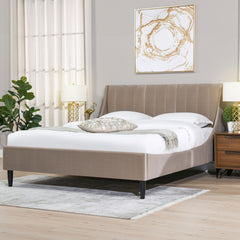 Aspen - Queen Vertical Tufted Modern Headboard Platform Bed Set - Mink
