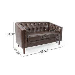 Sophisticated Loveseat With Diamond Stitched Detailing - Dark Brown