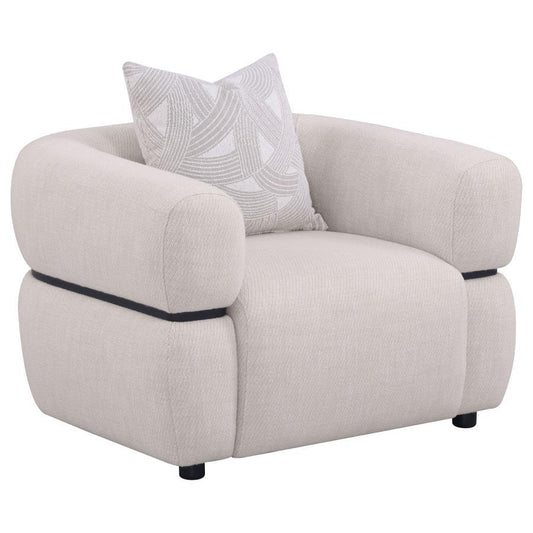 Jeanette - Fabric Upholstered Round Arm Accent Chair - Beige