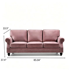 3 Seater Sofa With Nailhead Trim And Turned Legs For Living Room