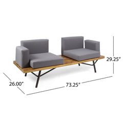Outdoor Sofa With Cushions And Iron Legs - Natural / Gray