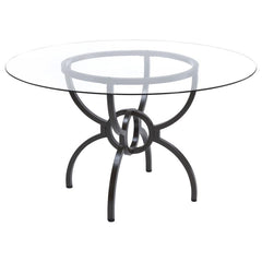 Aviano - 5 Piece Round Glass Top Dining Table Set With Rattan Chairs - Gunmetal