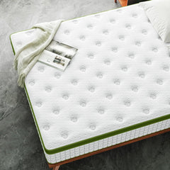 12" Hybrid Mattress With Gel Memory Foam & Pocket Springs - Green - Full