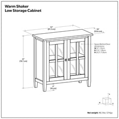 Warm Shaker - Low Storage Cabinet - Light Golden Brown