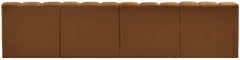 Arc - Velvet 4 Pieces Modular Sofa - Saddle