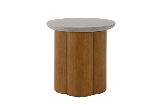 Evenlyn - Faux Concrete Top End Table - Walnut