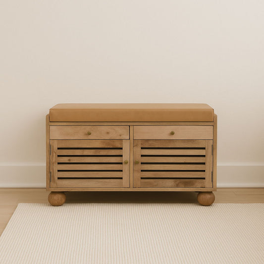 Shutter Shoe Rack With 2 Drawers - Beige