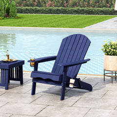 Zenithia - Outdoor Foldable Adirondack Chair With 2 Cup Holders