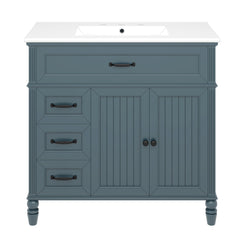 Bathroom Vanity With Sink, 2 Doors 2 Drawers, Freestanding Design