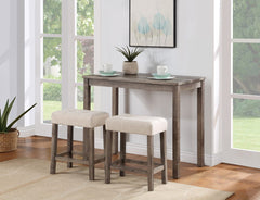 Lux - 3 Piece Counter Height Pub Table With Tufted Stools (Set of 3)