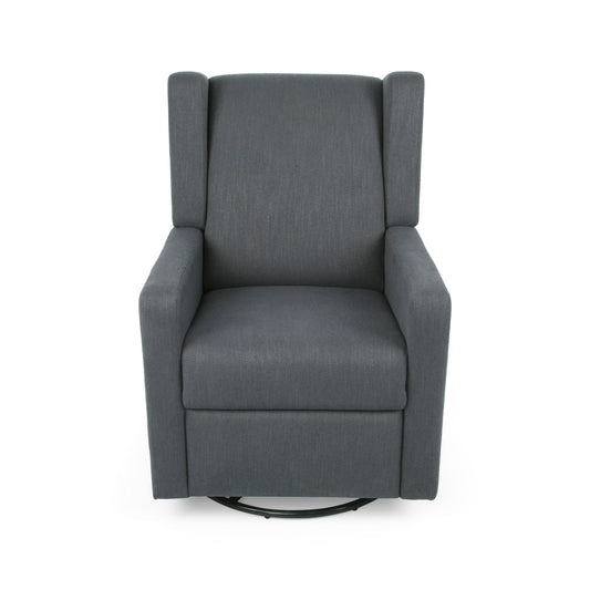 Landau - Contemporary Fabric Upholstered Swivel Recliner - Charcoal