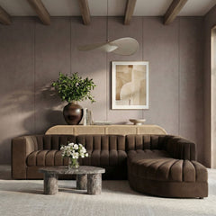 Rummi - Velvet Performance Fabric Upholstered 5 Piece Modular Sectional