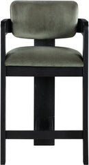 Sacha - Velvet Stool With Black Base
