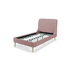 Mid-Century Modern Upholstered Bed With Curved Headboard