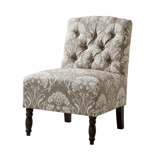 Vintage Tufted Armless Chair With Button Tufting - Taupe