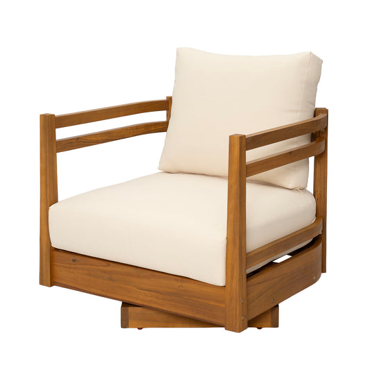 Outdoor Smooth Swivel Chair With Cushions