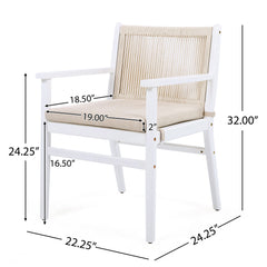 Outdoor Acacia Wood Patio Dining Armchair (Set of 2)
