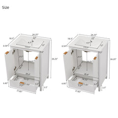 48" Bathroom Vanity Set With Textured Door Panels, Soft Close Hinges, Single Faucet Hole, Large Storage & Drawer - White