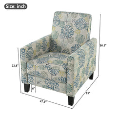 Upholstered Push Back Recliner Chair For Living Room - Blue