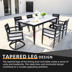 Modern Outdoor Patio Dining Set With Table And Chairs With Sunbrella Cushions