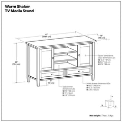 Warm Shaker - TV Media Stand Handcrafted - Light Brown