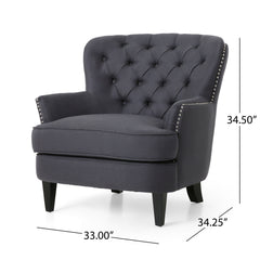 Enchante, Living Room Set With Tufted Back Club Chair And Ottoman - Gray