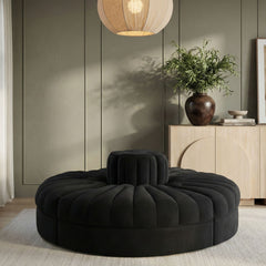 Rummi - Round Velvet Performance Fabric Upholstered 4 Piece Modular Sofa