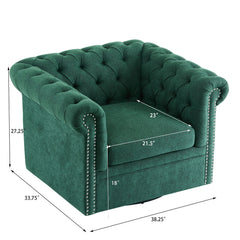 Chesterfield Swivel Club Chair With 360 Degree Rotation - Dark Green