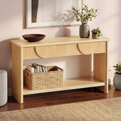 Fluted Console Table With Semi Circular Drawers - Natural