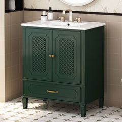 30" Bathroom Vanity With Sink, Soft Closing Door, Multi Functional Storage - Green