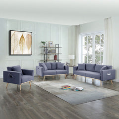 Easton - Fabric Living Room Set With USB Charging Ports Pockets And Pillows (Set of 2)