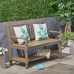 Imperial Slatted Bench With Built In Shelf - Gray