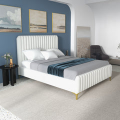 Valery - Queen Size Platform Bed - Cream
