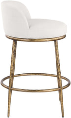Ferro - Linen Textured Performance Fabric Upholstered Counter Stool - Cream / Brushed Gold