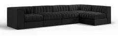 Rummi - Velvet Performance Fabric Upholstered 5 Piece Modular Sectional, L-Shaped (Right)