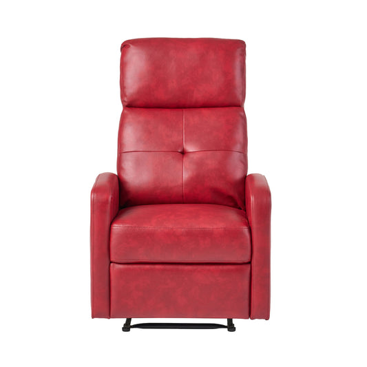 Contemporary Recliner Chair With Lever Mechanism - Red
