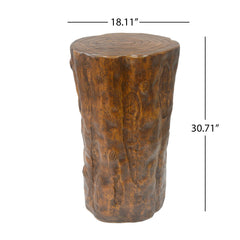 Tree Stump Side Table, Indoor / Outdoor Use - Antique Brown